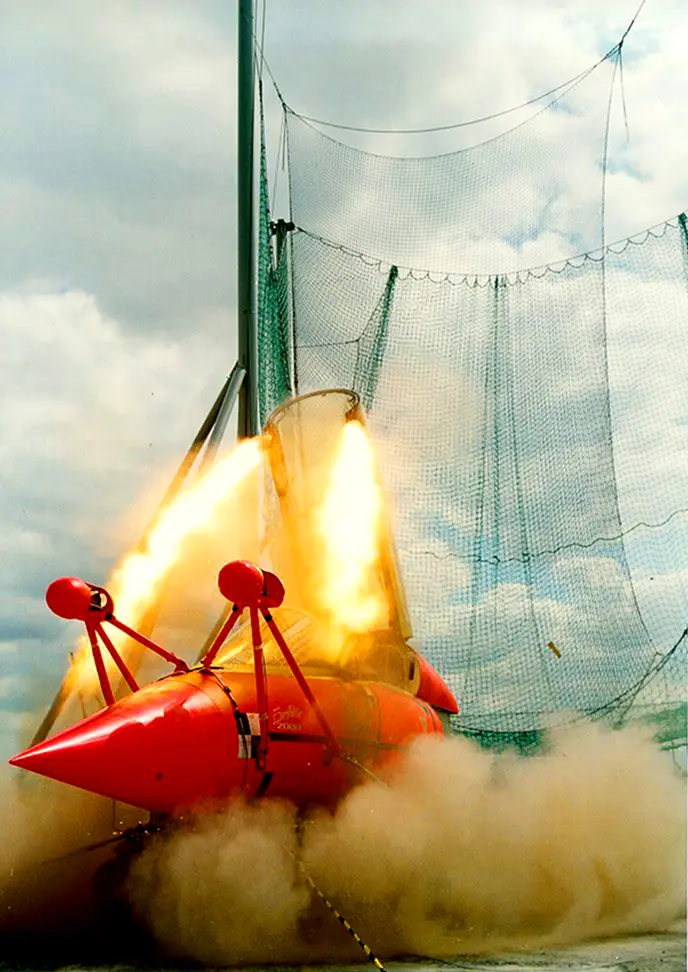 Specialist installing netting